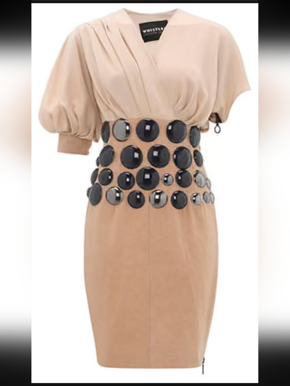 Whistles x Roksanda Ilincic Embellished Silk‑Blend Dress Nude/Beige Size 8 Chic